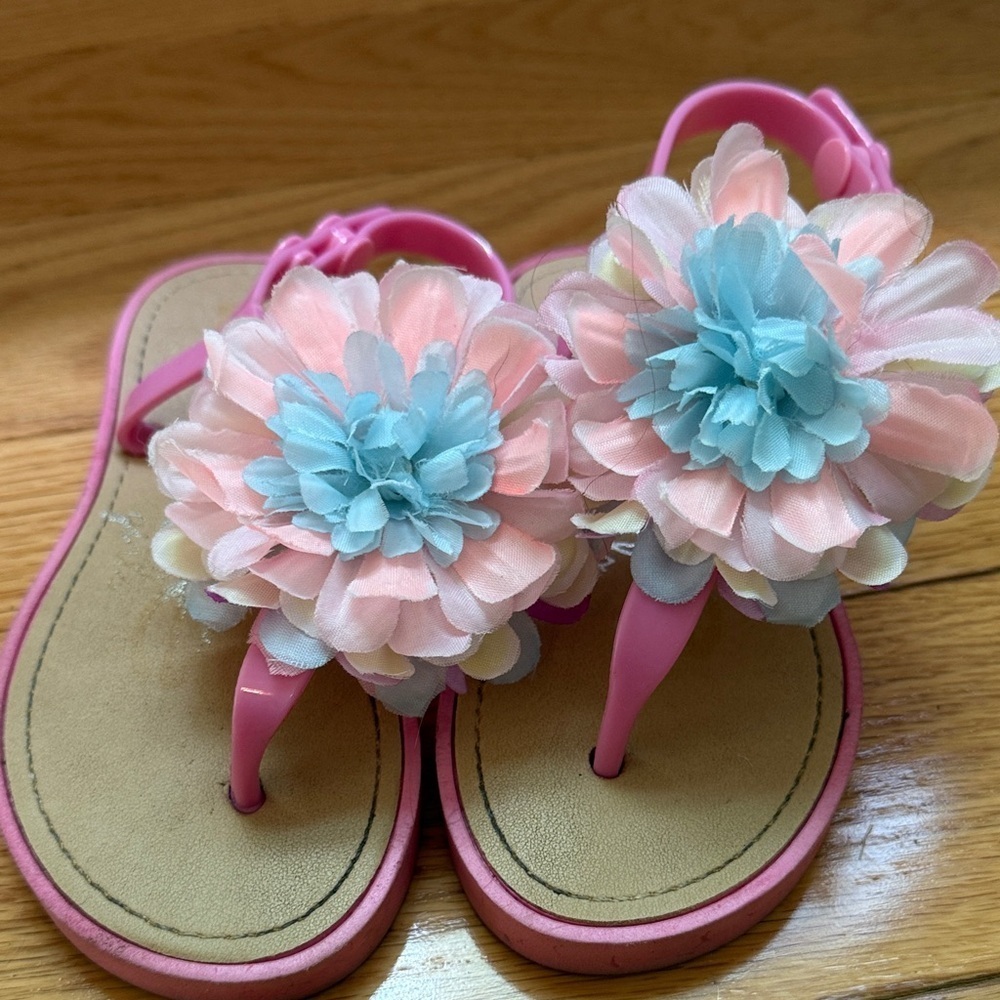 bebe Pink and Blue Floral Kids Sandals
